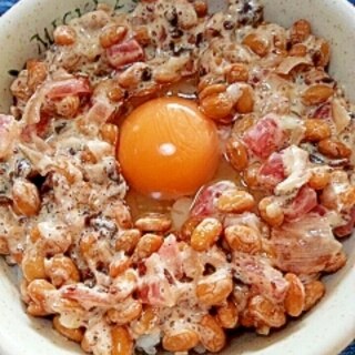 納豆の食べ方-生玉子＆梅酢かぶ♪